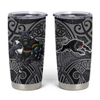 Penrith Panthers Rugby Tumbler Cup Polynesian Tribal Panther Warrior Black Grey Pattern