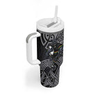 Penrith Panthers Rugby Tumbler With Handle Polynesian Tribal Panther Warrior Black Grey Pattern