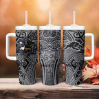 Penrith Panthers Rugby Tumbler With Handle Polynesian Tribal Panther Warrior Black Grey Pattern
