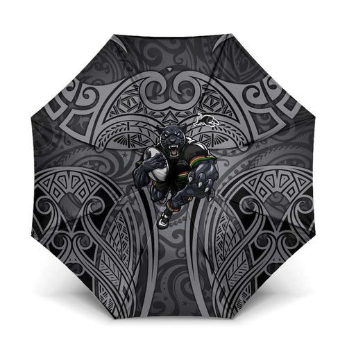 Penrith Panthers Rugby Umbrella Polynesian Tribal Panther Warrior Black Grey Pattern