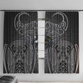 Penrith Panthers Rugby Window Curtain Polynesian Tribal Panther Warrior Black Grey Pattern