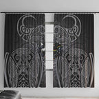 Penrith Panthers Rugby Window Curtain Polynesian Tribal Panther Warrior Black Grey Pattern