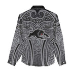 Penrith Panthers Rugby Women Casual Shirt Polynesian Tribal Panther Warrior Black Grey Pattern