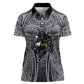 Penrith Panthers Rugby Women Polo Shirt Polynesian Tribal Panther Warrior Black Grey Pattern