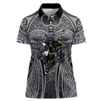 Penrith Panthers Rugby Women Polo Shirt Polynesian Tribal Panther Warrior Black Grey Pattern