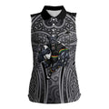 Penrith Panthers Rugby Women Sleeveless Polo Shirt Polynesian Tribal Panther Warrior Black Grey Pattern