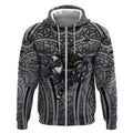 Penrith Panthers Rugby Zip Hoodie Polynesian Tribal Panther Warrior Black Grey Pattern