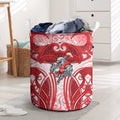 Dolphins Rugby Laundry Basket Polynesian Tribal Dolphin Warrior Red White Pattern