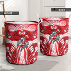 Dolphins Rugby Laundry Basket Polynesian Tribal Dolphin Warrior Red White Pattern