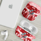 Dolphins Rugby AirPods Case Polynesian Tribal Dolphin Warrior Red White Pattern