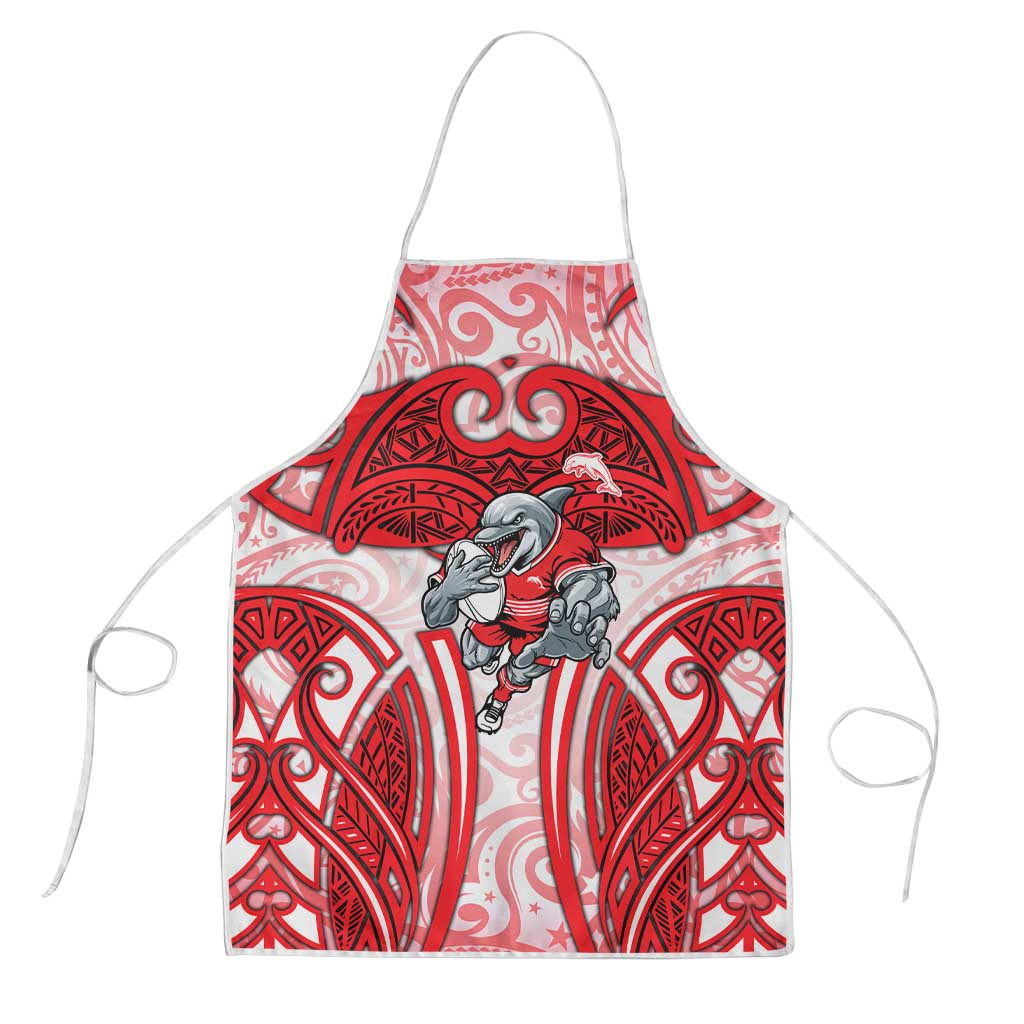 Dolphins Rugby Apron Polynesian Tribal Dolphin Warrior Red White Pattern
