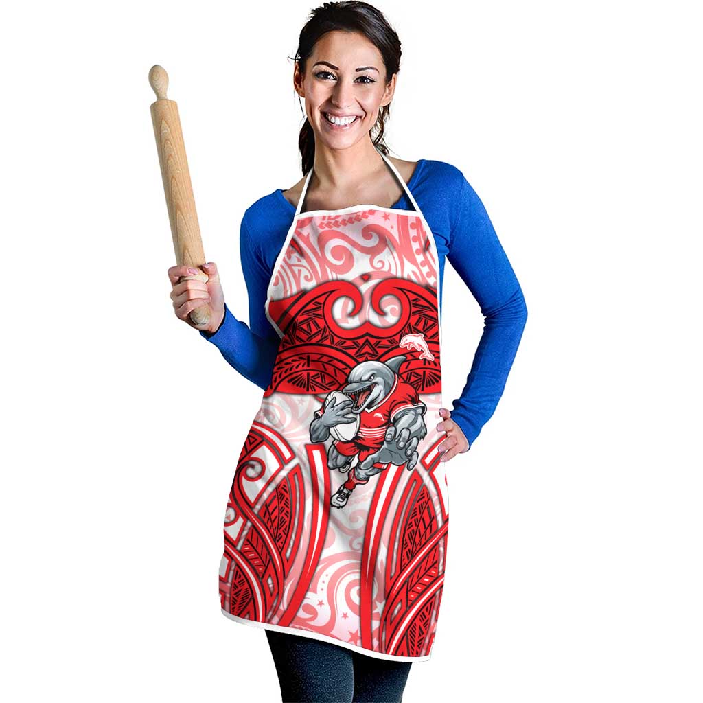 Dolphins Rugby Apron Polynesian Tribal Dolphin Warrior Red White Pattern