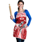 Dolphins Rugby Apron Polynesian Tribal Dolphin Warrior Red White Pattern