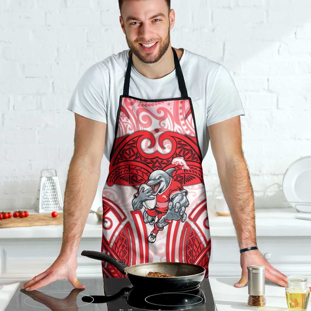 Dolphins Rugby Apron Polynesian Tribal Dolphin Warrior Red White Pattern