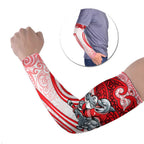 Dolphins Rugby Arm Sleeves Polynesian Tribal Dolphin Warrior Red White Pattern