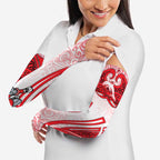 Dolphins Rugby Arm Sleeves Polynesian Tribal Dolphin Warrior Red White Pattern