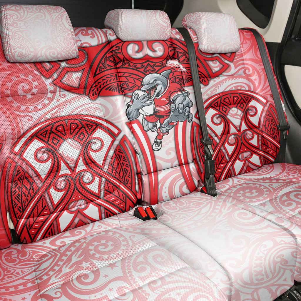 Dolphins Rugby Back Car Seat Cover Polynesian Tribal Dolphin Warrior Red White Pattern