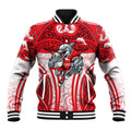 Dolphins Rugby Baseball Jacket Polynesian Tribal Dolphin Warrior Red White Pattern