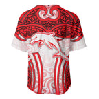 Dolphins Rugby Baseball Jersey Polynesian Tribal Dolphin Warrior Red White Pattern
