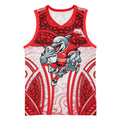 Dolphins Rugby Basketball Jersey Polynesian Tribal Dolphin Warrior Red White Pattern