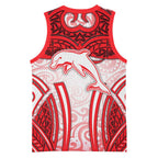Dolphins Rugby Basketball Jersey Polynesian Tribal Dolphin Warrior Red White Pattern