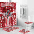 Dolphins Rugby Bathroom Set Polynesian Tribal Dolphin Warrior Red White Pattern