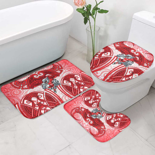 Dolphins Rugby Bathroom Set Polynesian Tribal Dolphin Warrior Red White Pattern