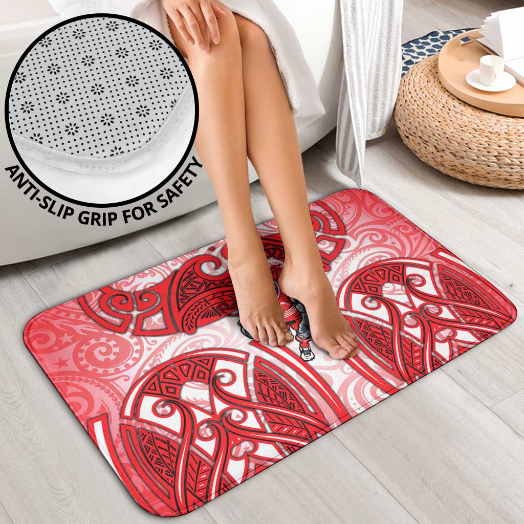Dolphins Rugby Bathroom Set Polynesian Tribal Dolphin Warrior Red White Pattern