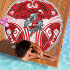 Dolphins Rugby Beach Blanket Polynesian Tribal Dolphin Warrior Red White Pattern