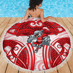Dolphins Rugby Beach Blanket Polynesian Tribal Dolphin Warrior Red White Pattern