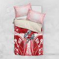 Dolphins Rugby Bedding Set Polynesian Tribal Dolphin Warrior Red White Pattern