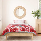 Dolphins Rugby Bedding Set Polynesian Tribal Dolphin Warrior Red White Pattern
