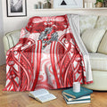 Dolphins Rugby Blanket Polynesian Tribal Dolphin Warrior Red White Pattern