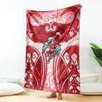 Dolphins Rugby Blanket Polynesian Tribal Dolphin Warrior Red White Pattern