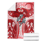 Dolphins Rugby Blanket Polynesian Tribal Dolphin Warrior Red White Pattern