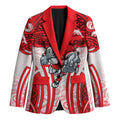 Dolphins Rugby Blazer Polynesian Tribal Dolphin Warrior Red White Pattern