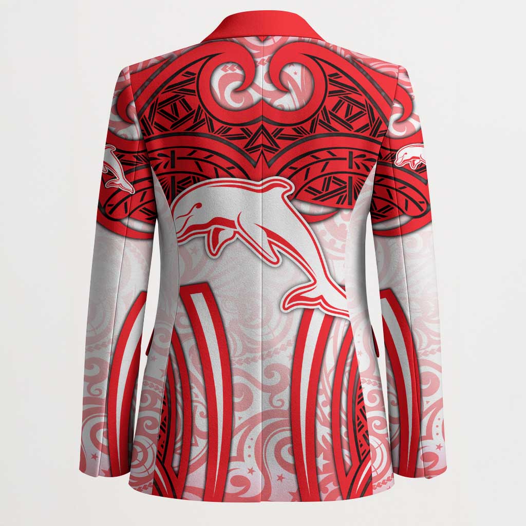 Dolphins Rugby Blazer Polynesian Tribal Dolphin Warrior Red White Pattern