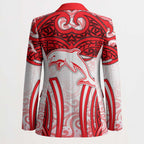 Dolphins Rugby Blazer Polynesian Tribal Dolphin Warrior Red White Pattern