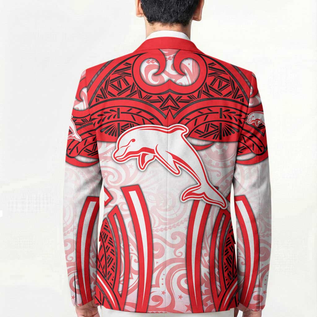 Dolphins Rugby Blazer Polynesian Tribal Dolphin Warrior Red White Pattern
