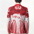 Dolphins Rugby Blazer Polynesian Tribal Dolphin Warrior Red White Pattern