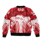 Dolphins Rugby Bomber Jacket Polynesian Tribal Dolphin Warrior Red White Pattern