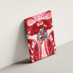 Dolphins Rugby Canvas Wall Art Polynesian Tribal Dolphin Warrior Red White Pattern