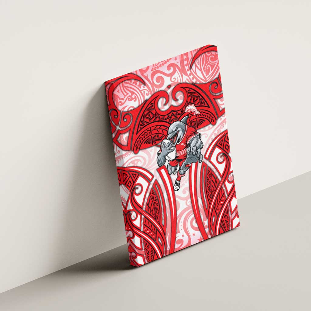 Dolphins Rugby Canvas Wall Art Polynesian Tribal Dolphin Warrior Red White Pattern