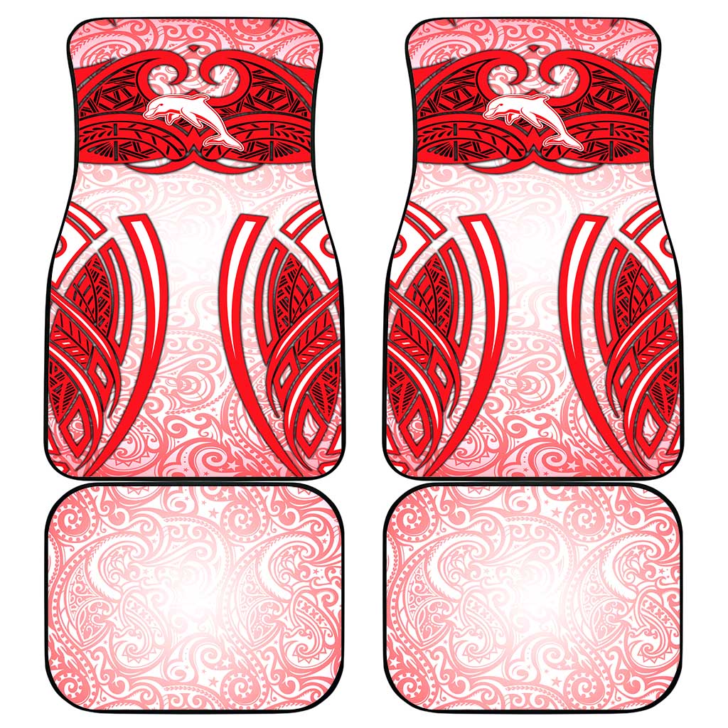 Dolphins Rugby Car Mats Polynesian Tribal Dolphin Warrior Red White Pattern