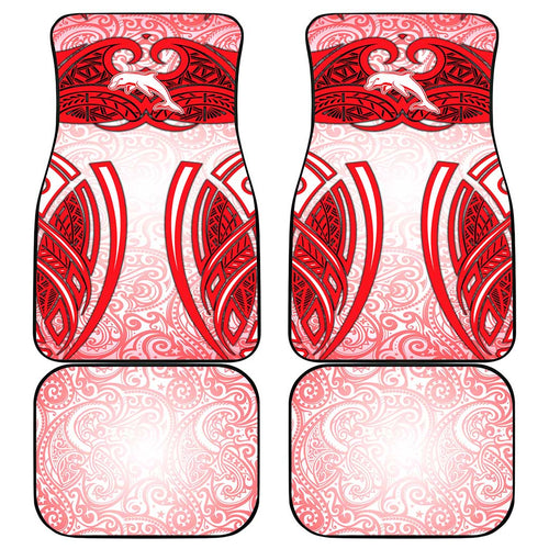 Dolphins Rugby Car Mats Polynesian Tribal Dolphin Warrior Red White Pattern