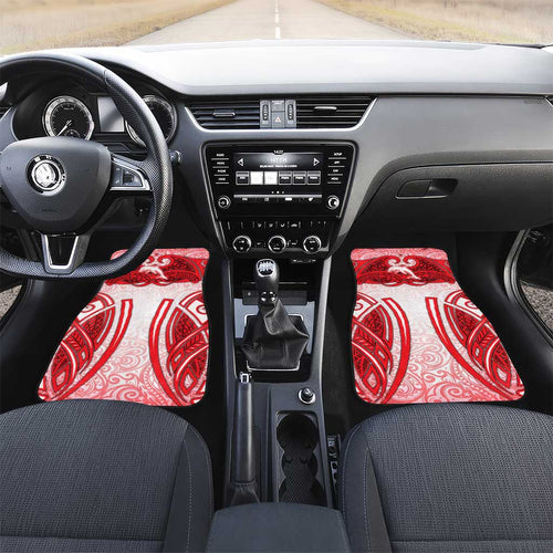 Dolphins Rugby Car Mats Polynesian Tribal Dolphin Warrior Red White Pattern