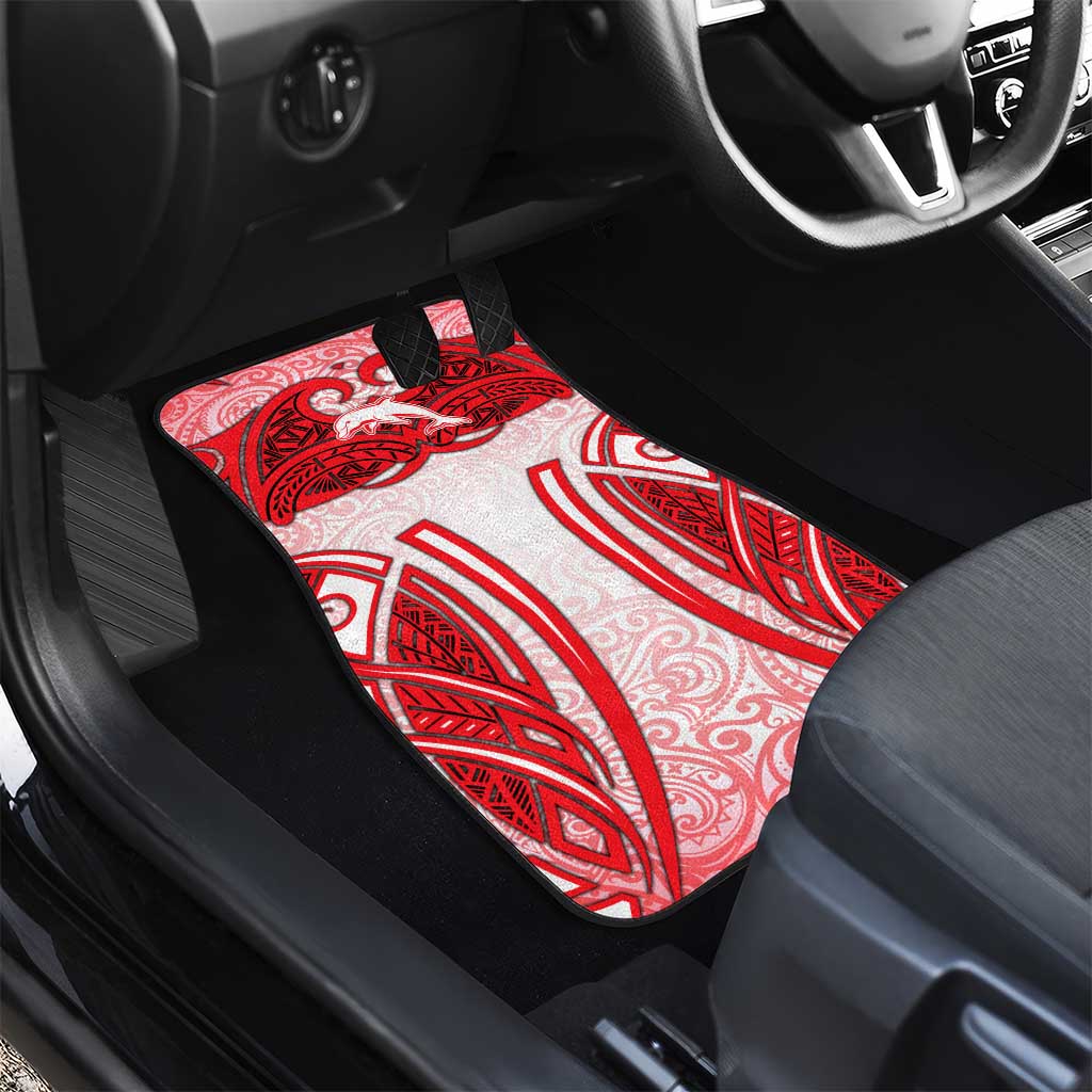 Dolphins Rugby Car Mats Polynesian Tribal Dolphin Warrior Red White Pattern