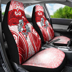 Dolphins Rugby Car Seat Cover Polynesian Tribal Dolphin Warrior Red White Pattern