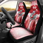 Dolphins Rugby Car Seat Cover Polynesian Tribal Dolphin Warrior Red White Pattern