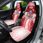 Dolphins Rugby Car Seat Cover Polynesian Tribal Dolphin Warrior Red White Pattern
